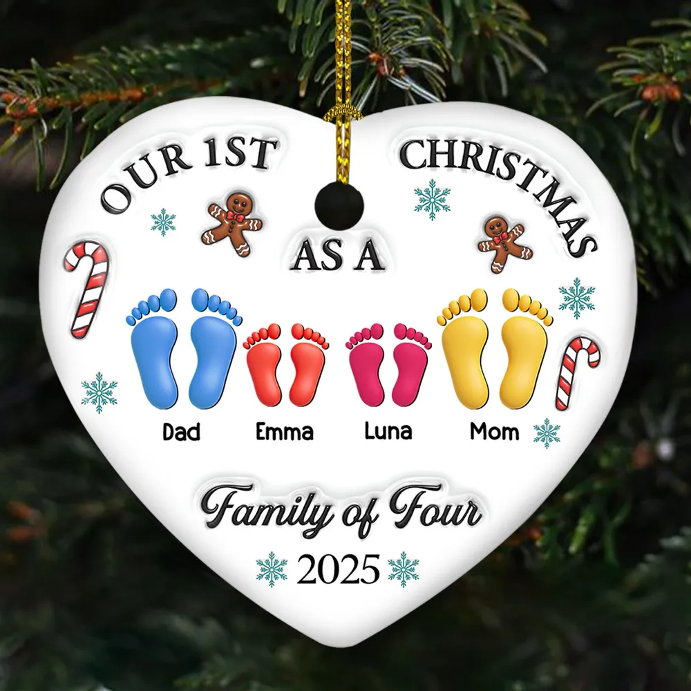 Ceramic Heart Ornament with Family of Three Design, Perfect Christmas Gift for Cherished Moments - Image 3