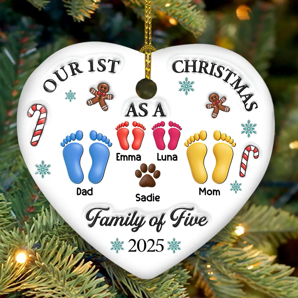 Ceramic Heart Ornament with Family of Three Design, Perfect Christmas Gift for Cherished Moments - Image 4