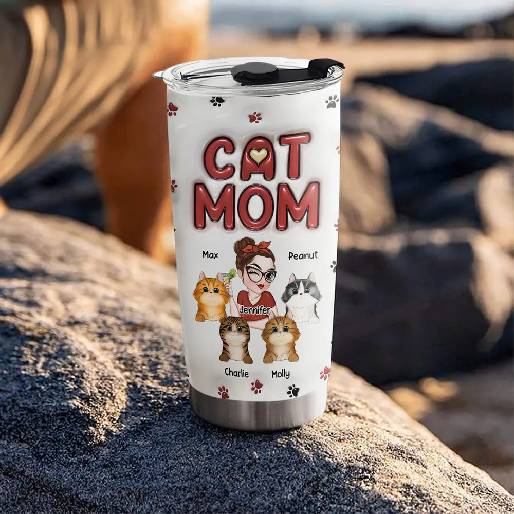 Insulated Travel Tumbler with Cat Mom Illustration, A Fun and Heartwarming Gift for Pet Lovers - Image 4