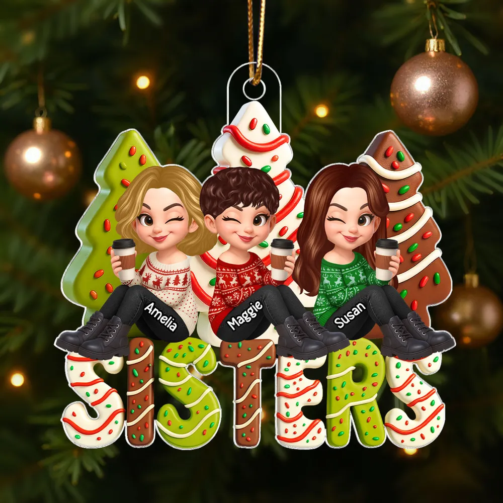 Acrylic Ornament with Fun Cartoon Besties Design, Christmas Tree Decoration, Perfect Friendship Gift - Image 2