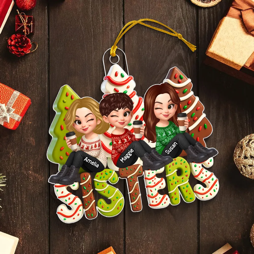 Acrylic Ornament with Fun Cartoon Besties Design, Christmas Tree Decoration, Perfect Friendship Gift - Image 6