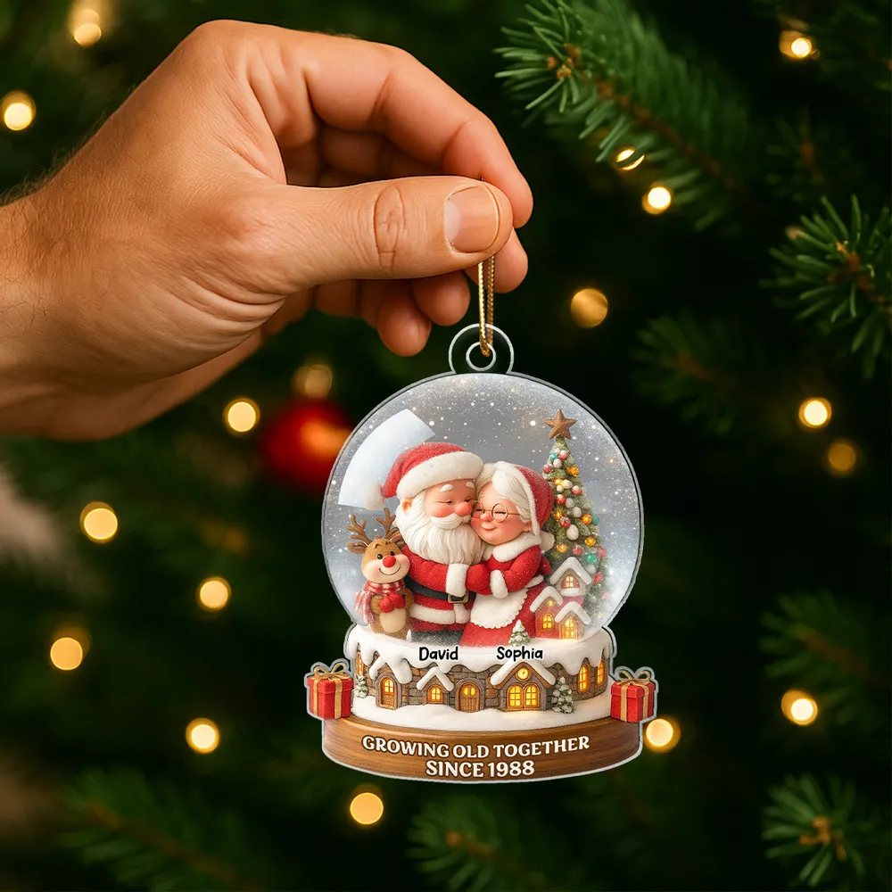 Santa Couple Acrylic Ornament with Cozy Hug Design, Perfect Christmas Gift for Couples - Image 8