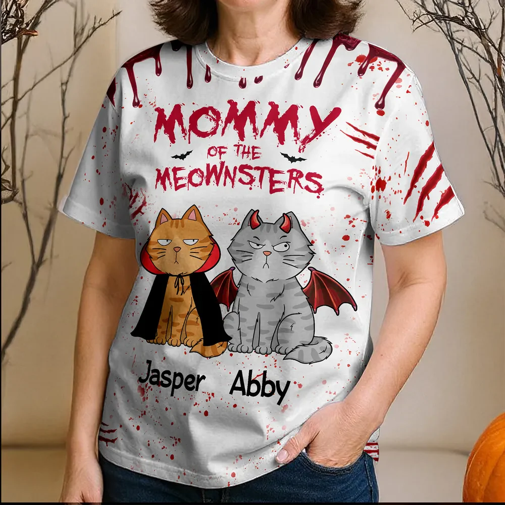 Halloween Cat Classic Tee with Playful Print, Casual Wear, Perfect Gift for Cat Lovers - Image 3