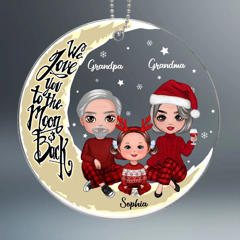 Heartwarming Acrylic Ornament with Moon & Family Scene, Perfect Gift for Grandparents - Image 3