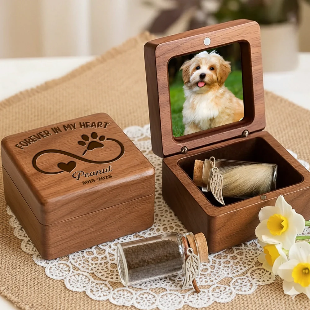 Wooden Pet Memorial Box with Photo Display, Heartfelt Keepsake for Lasting Memories, Perfect Sympathy Gift for Pet Owners - Image 2