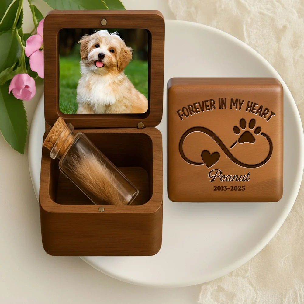 Wooden Pet Memorial Box with Photo Display, Heartfelt Keepsake for Lasting Memories, Perfect Sympathy Gift for Pet Owners - Image 3