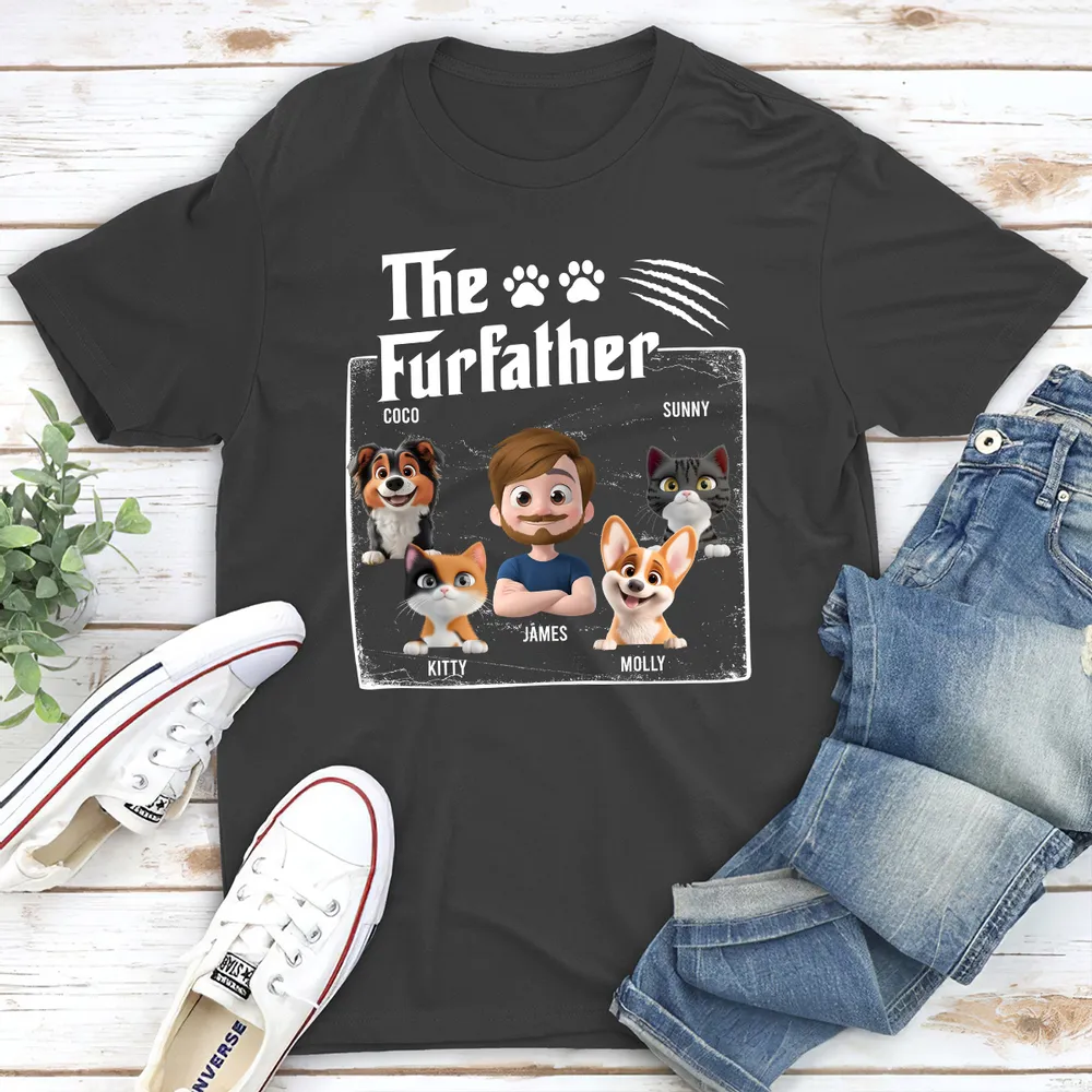 The FurFather Classic Tee with custom cartoon man and dog design, comfy cotton fabric, perfect gift for dog dads - Image 4