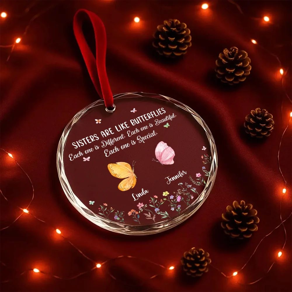 Crystal Ornament with Butterfly and Floral Design, Sisterly Bond Keepsake, Perfect Friendship Gift - Image 3
