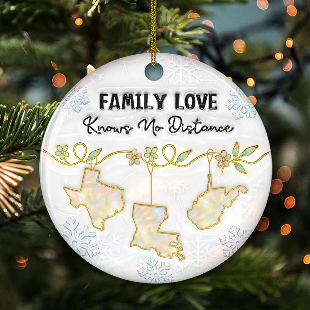 Round Ceramic Ornament with Family Love Theme, Christmas Keepsake, Gift-Ready Holiday Accent - Image 4
