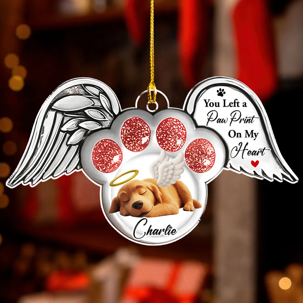 Acrylic Ornament with Angel Wings & Paw Print – Pet Memorial Keepsake for Dog Lovers, heartfelt gift for Christmas and beyond - Image 4