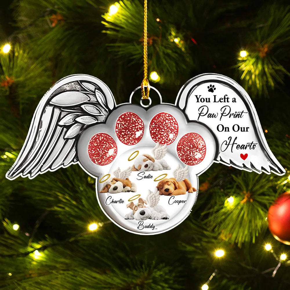 Acrylic Ornament with Angel Wings & Paw Print – Pet Memorial Keepsake for Dog Lovers, heartfelt gift for Christmas and beyond - Image 8