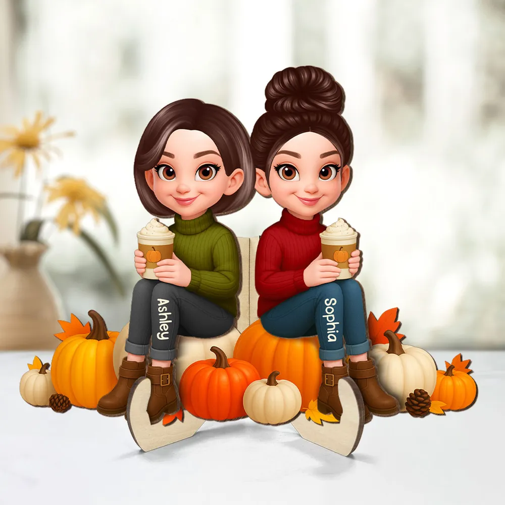 Wooden Plaque with Autumn Pumpkin Best Friends Design, Cozy Home Décor, Perfect Gift for Friendship - Image 3