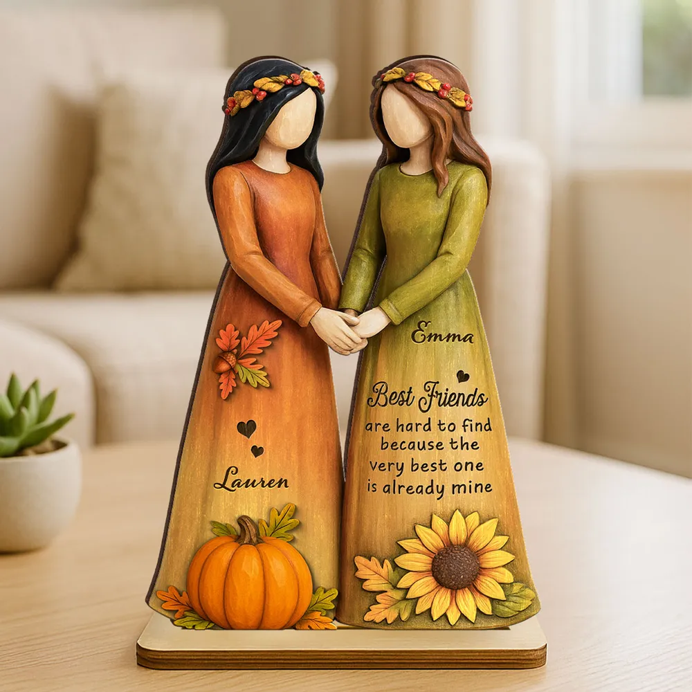 Handcrafted Wooden Plaque - Girls Holding Hands Friendship Décor - Image 2