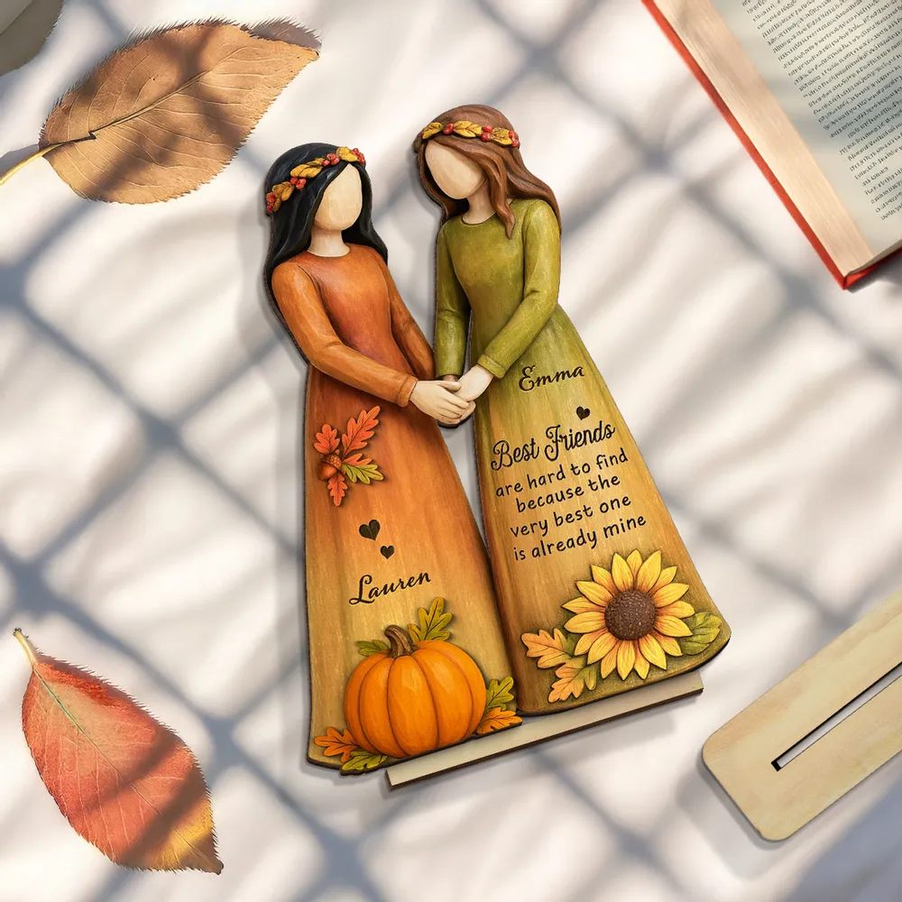 Handcrafted Wooden Plaque - Girls Holding Hands Friendship Décor - Image 8