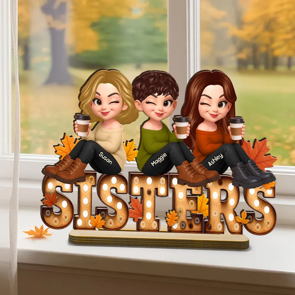 Personalized Wooden Plaque for Sisters, Autumn Theme, Perfect Gift for Best Friends - Image 4