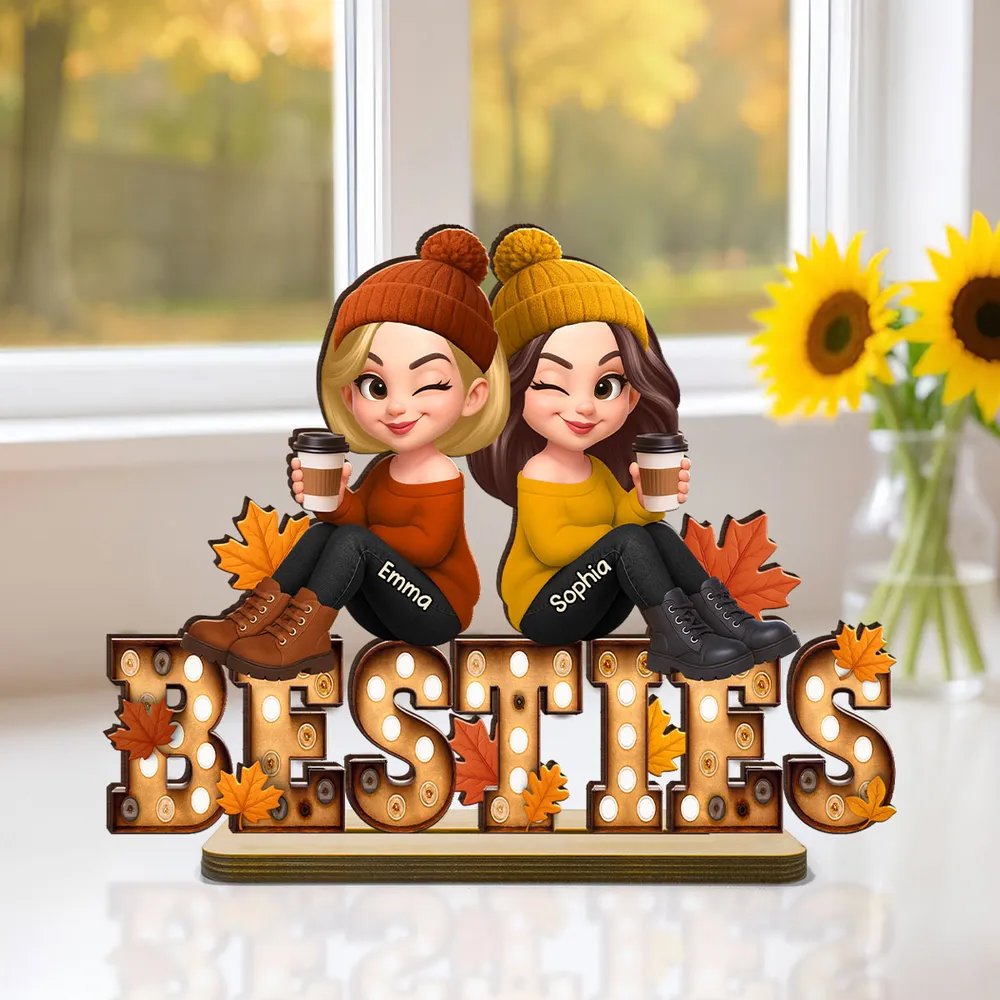 Personalized Wooden Plaque for Sisters, Autumn Theme, Perfect Gift for Best Friends - Image 7