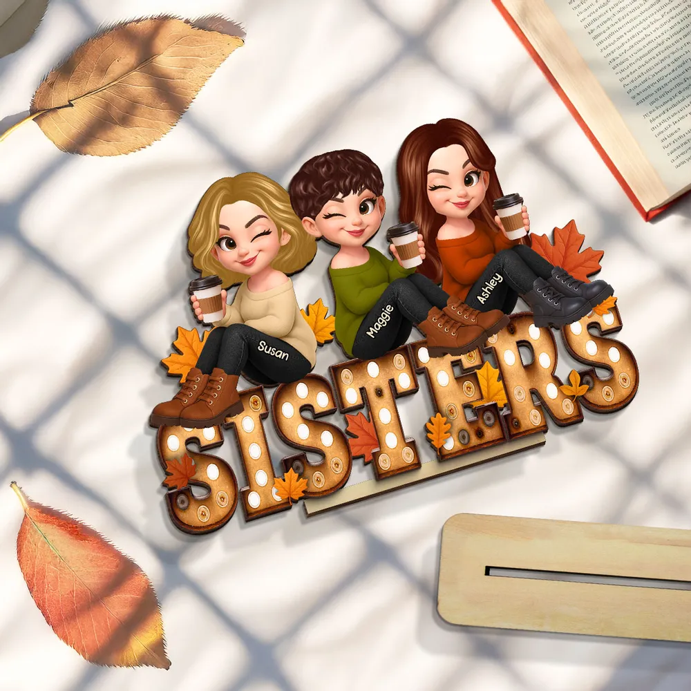 Personalized Wooden Plaque for Sisters, Autumn Theme, Perfect Gift for Best Friends - Image 8