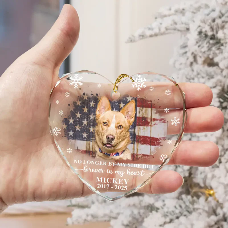 Personalized Crystal Heart Ornament Pet Memorial Gift - Image 3
