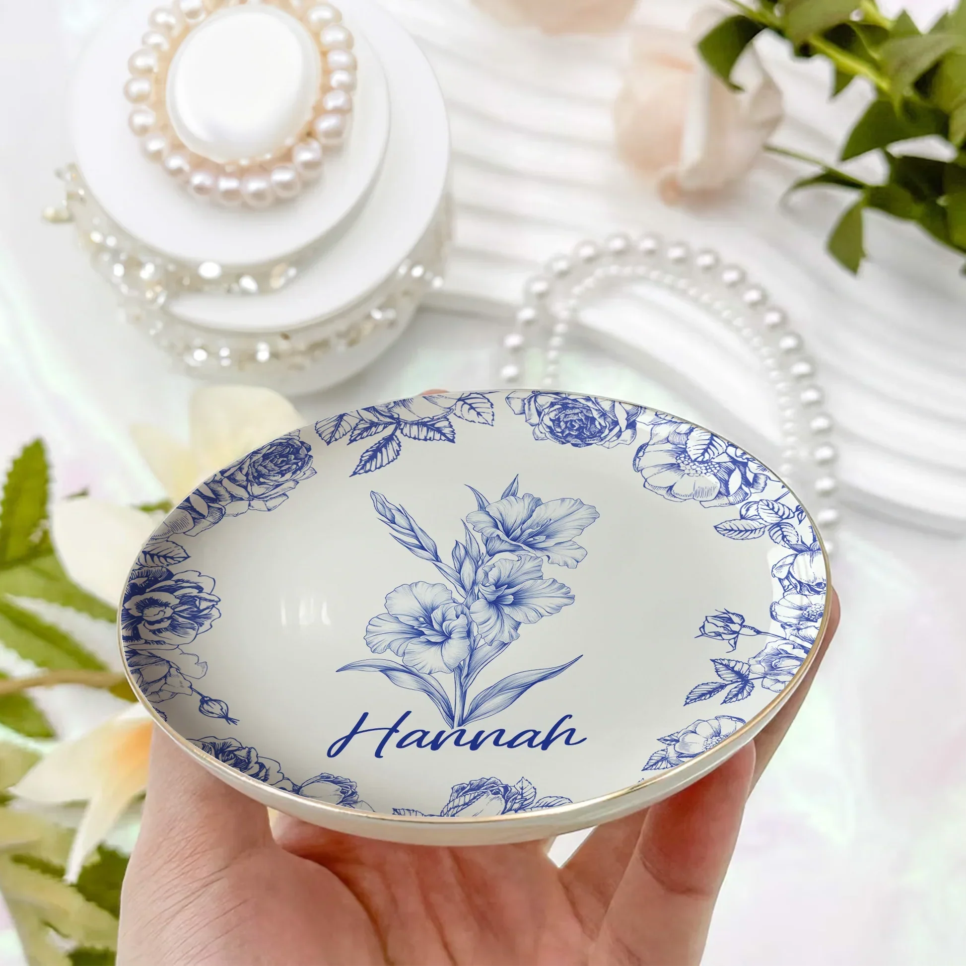 Round Jewelry Dish with Multiple Floral Color Options, Stylish Accent and Thoughtful Gift Idea - Image 2