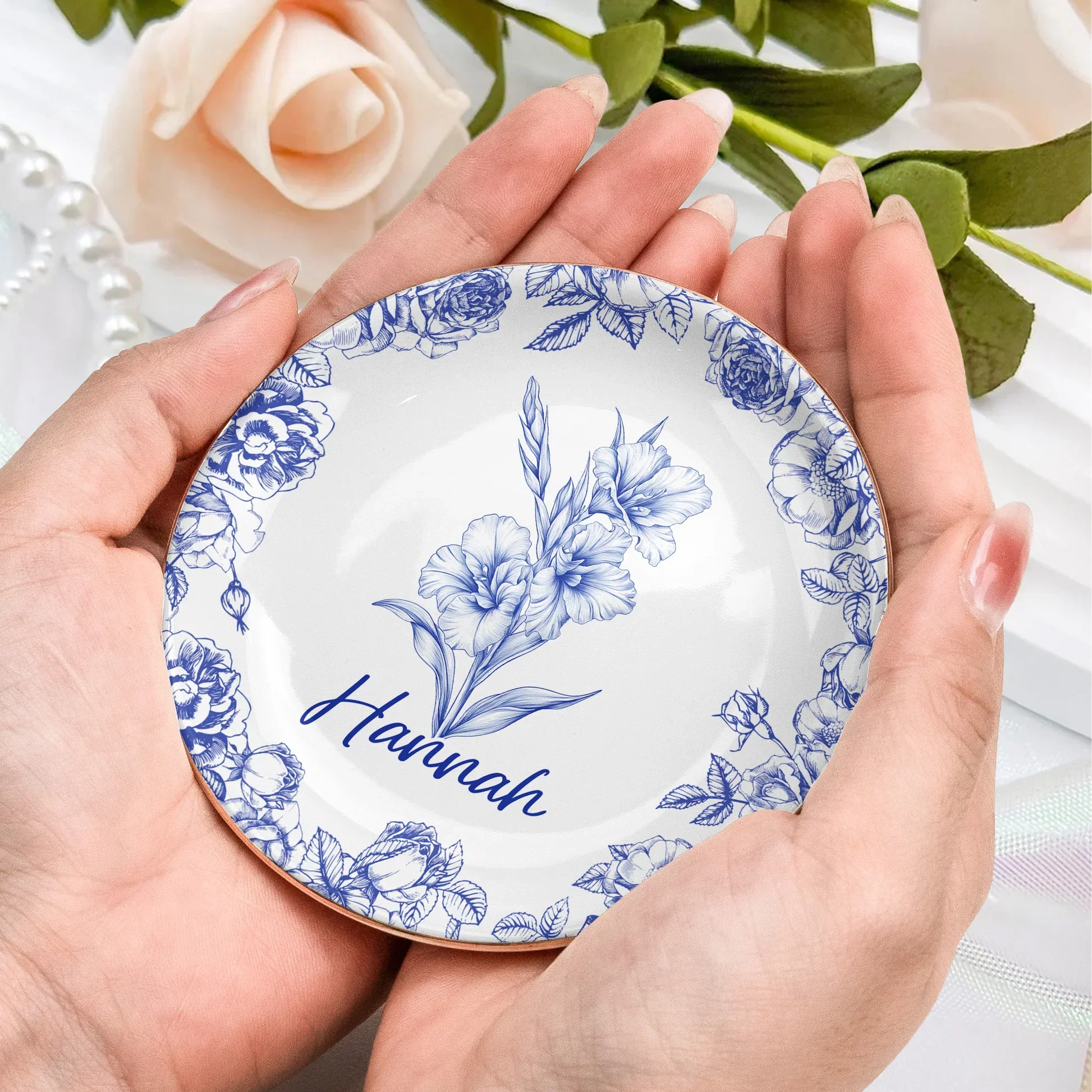 Round Jewelry Dish with Multiple Floral Color Options, Stylish Accent and Thoughtful Gift Idea - Image 5