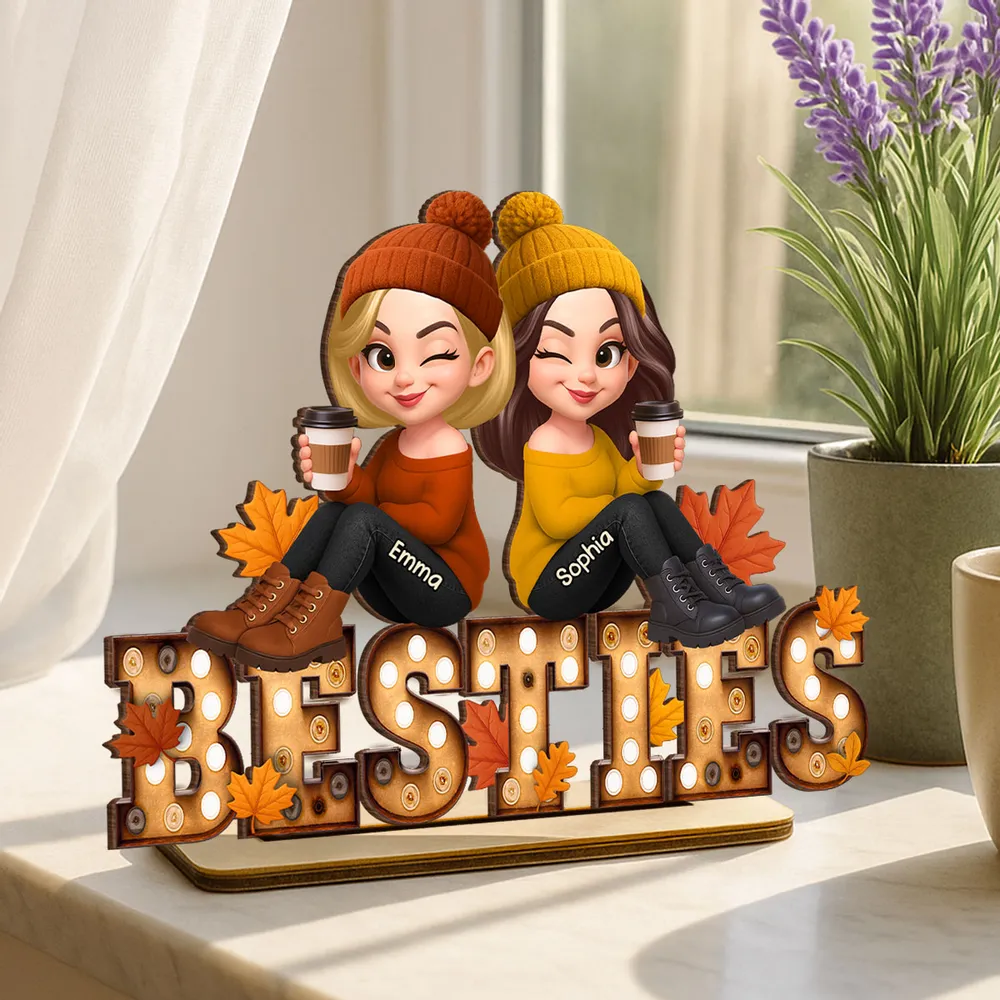 Personalized Wooden Plaque for Sisters, Autumn Theme, Perfect Gift for Best Friends - Image 3