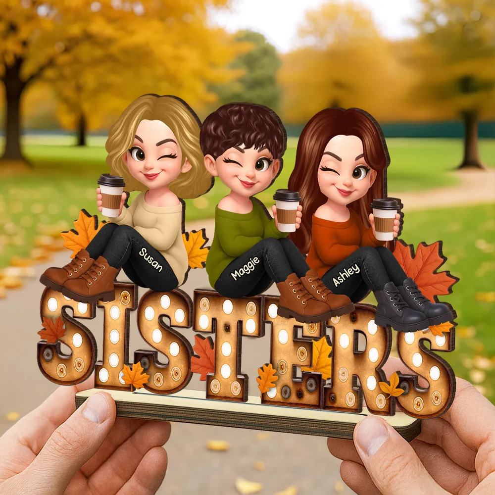 Personalized Wooden Plaque for Sisters, Autumn Theme, Perfect Gift for Best Friends - Image 9