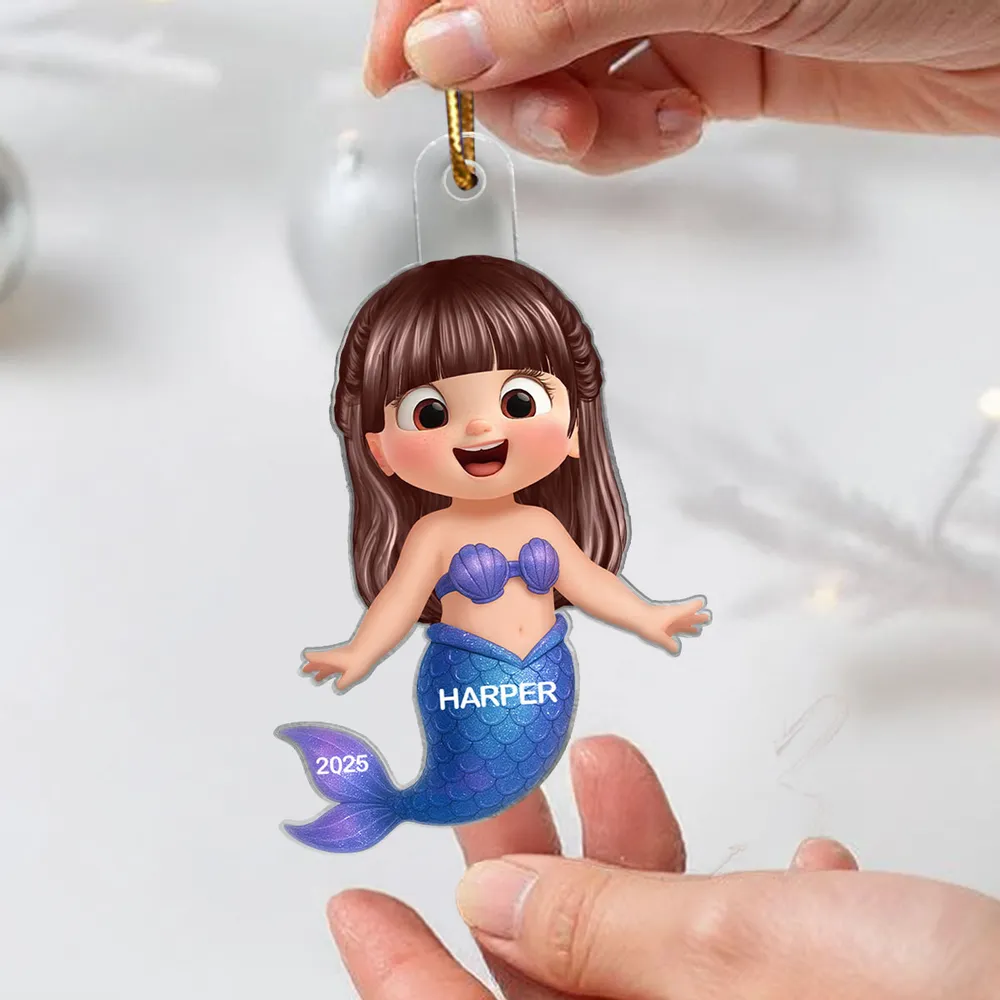 Cartoon Girl Acrylic Ornament, festive decoration, gift-ready keepsake for children - Image 3