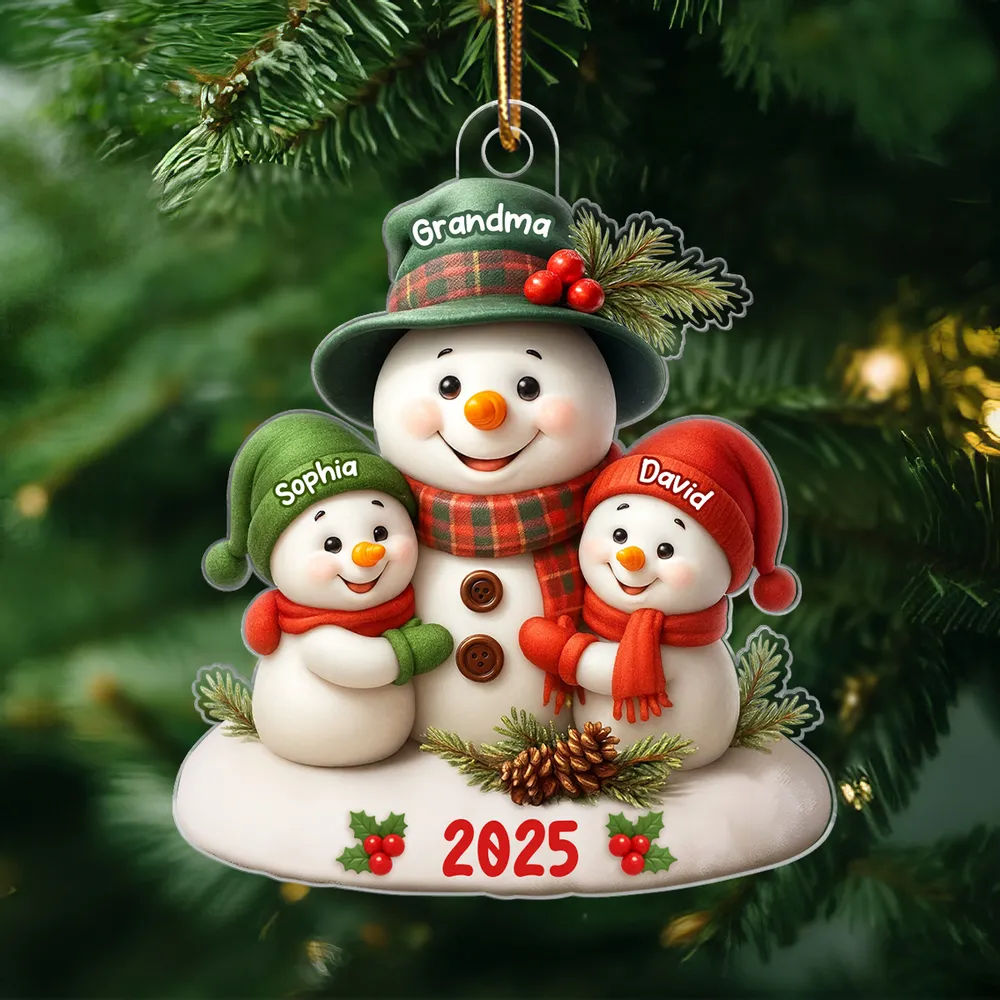 Acrylic Ornament Snowman Family Design for Holiday Décor, Warm Festive Accent, Gift-Ready for Grandma and Family - Image 4