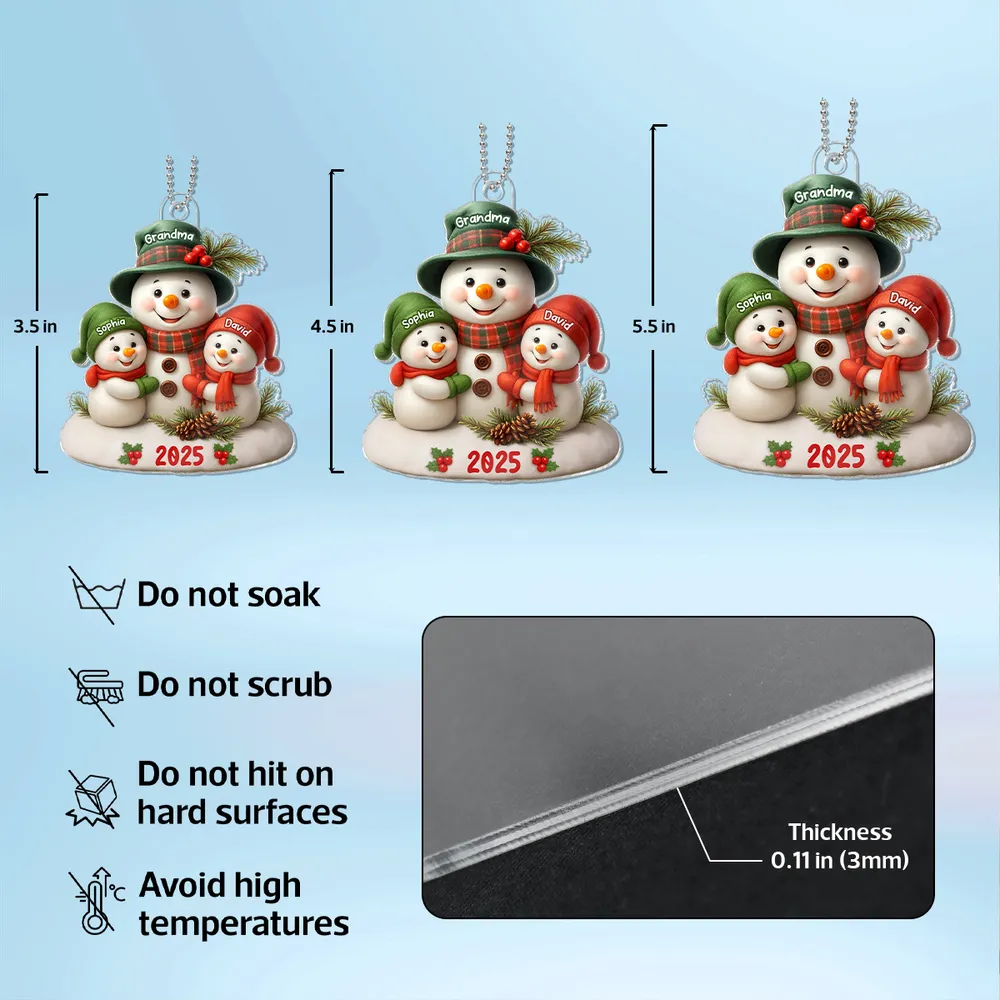 Acrylic Ornament Snowman Family Design for Holiday Décor, Warm Festive Accent, Gift-Ready for Grandma and Family - Image 5