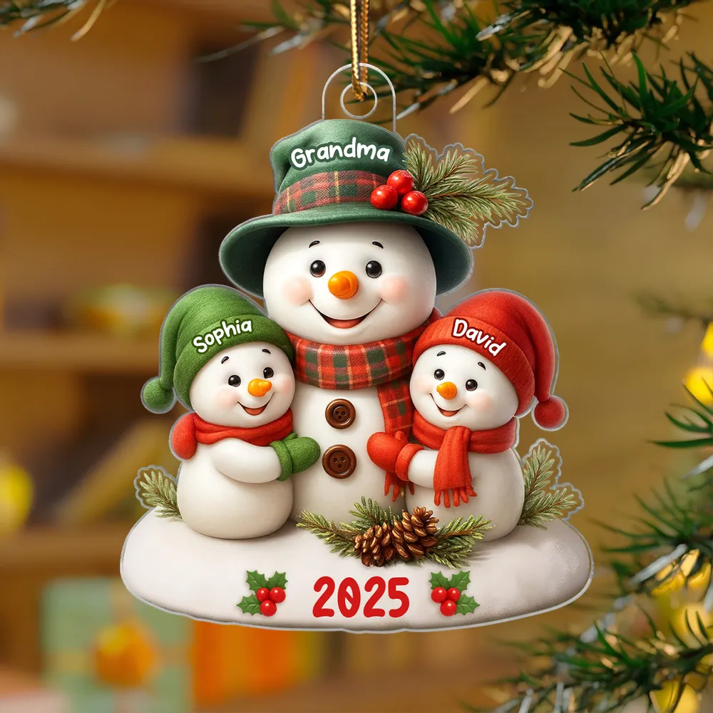 Acrylic Ornament Snowman Family Design for Holiday Décor, Warm Festive Accent, Gift-Ready for Grandma and Family - Image 9