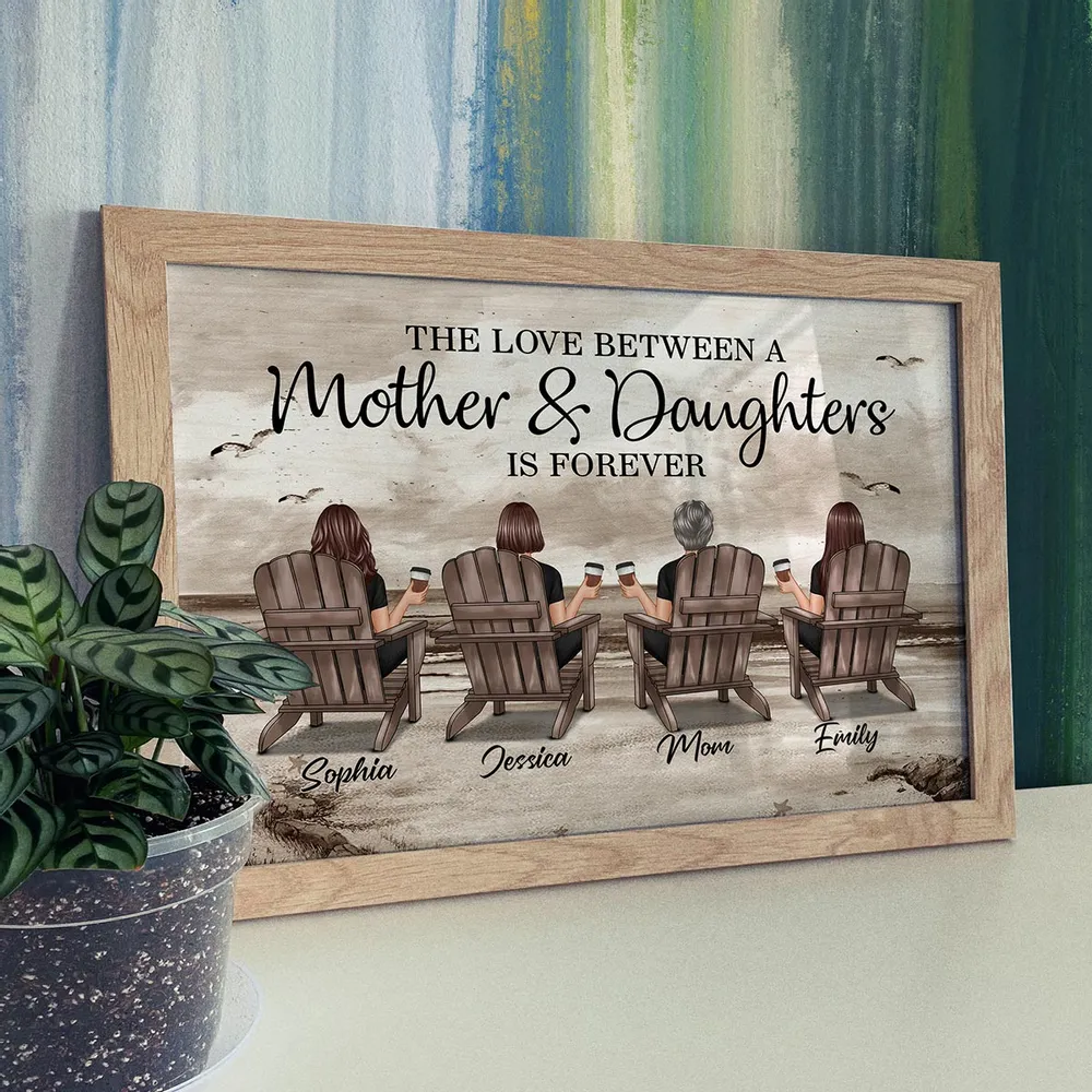 Poster of Mother & Daughters with Coastal Scene Customizable Wall Art Warm Home Decoration Thoughtful Gift - Image 11