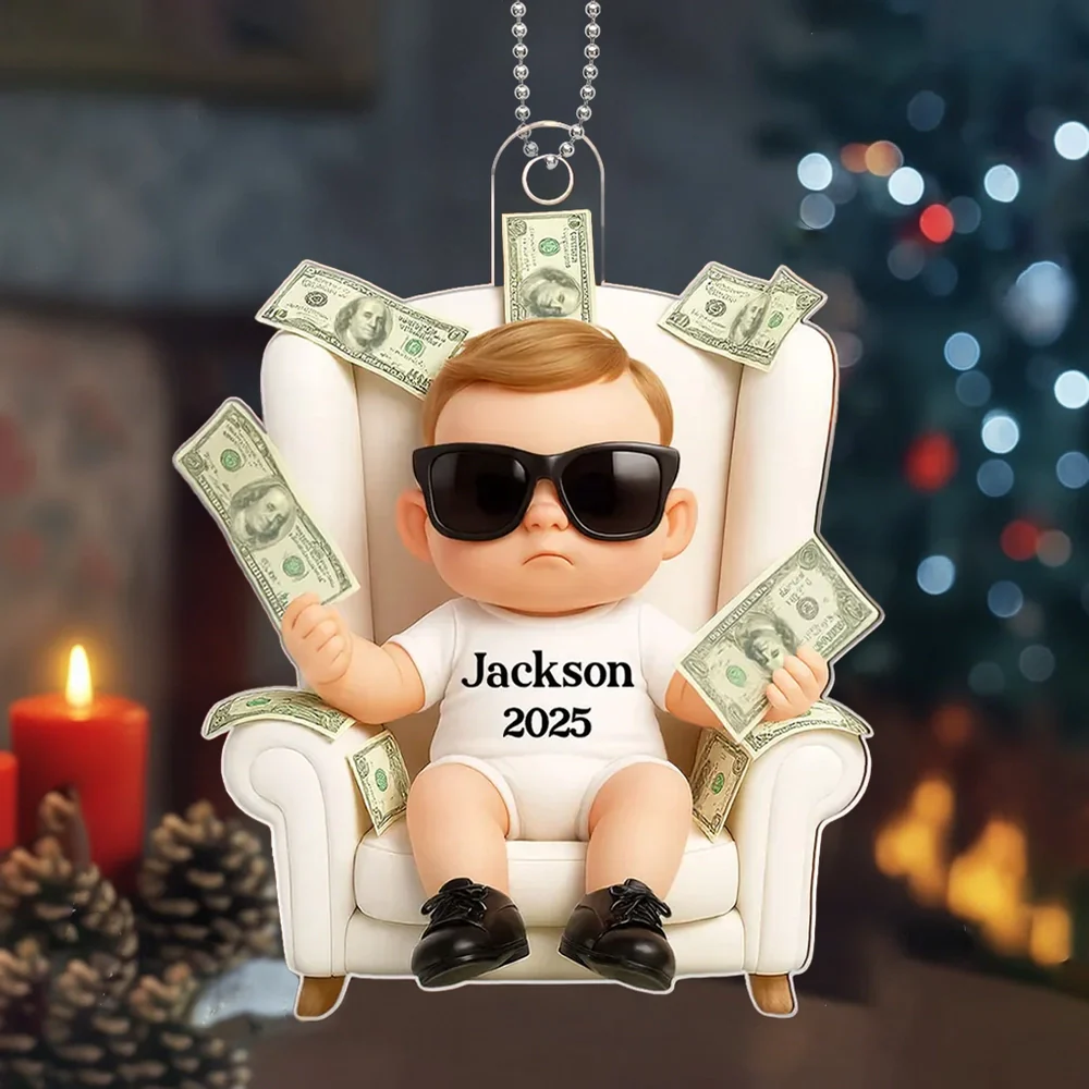 Custom Baby Acrylic Ornament: Personalized Festive Decor & Gift