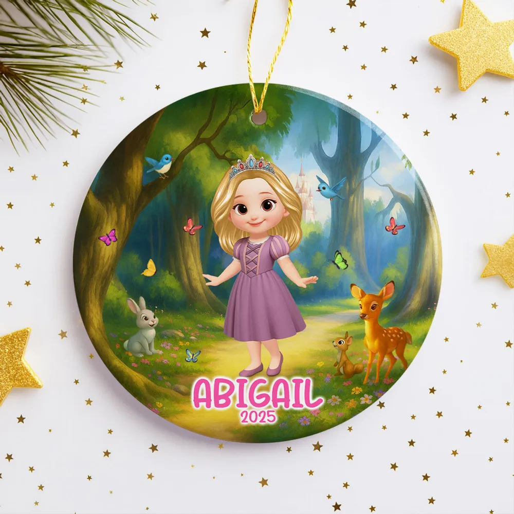 Ceramic Ornament with Princess Fairytale Design, Enchanted Forest Scene with Animals, Heartwarming Keepsake and Perfect Gift for Children - Image 3