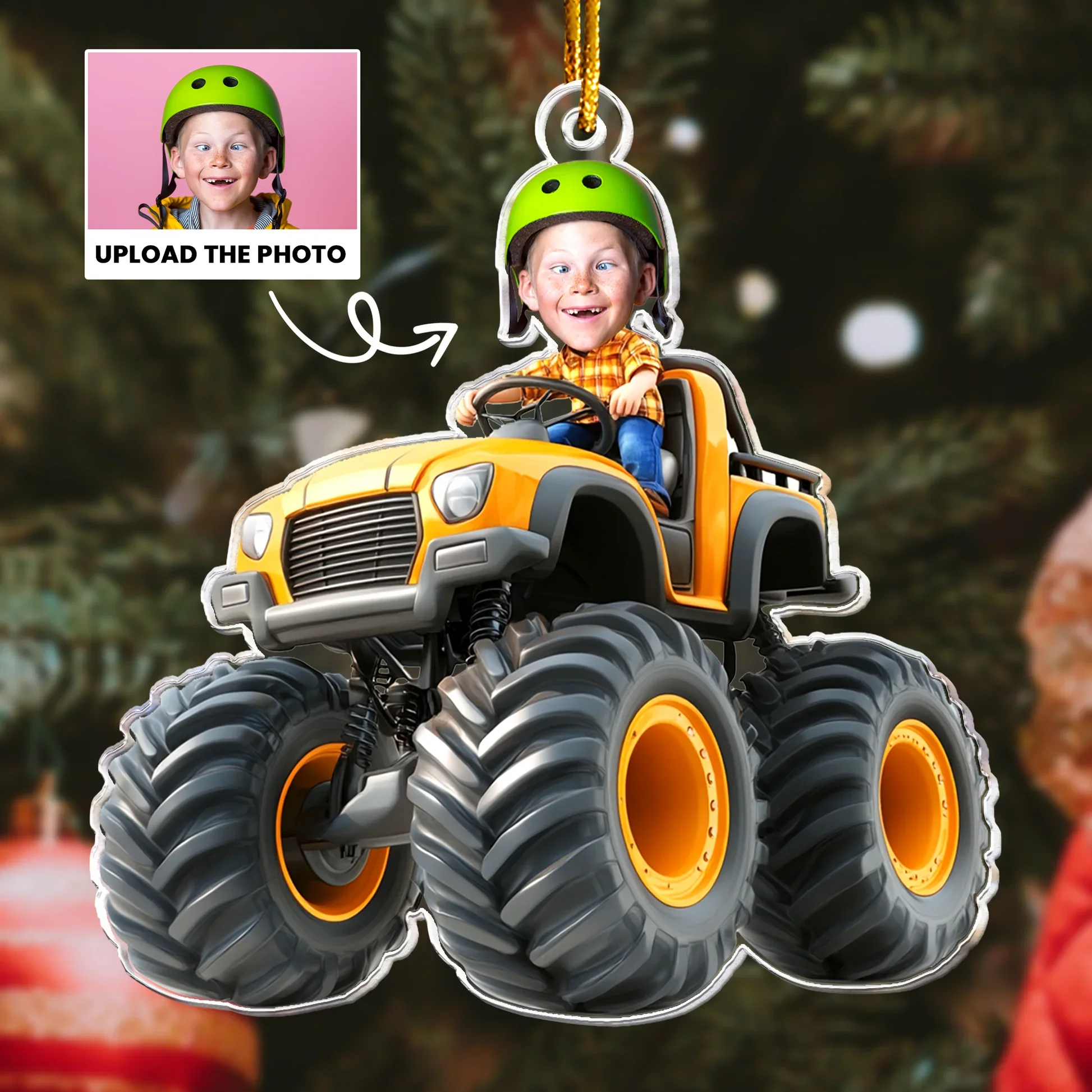 Off-Road Truck Acrylic Ornament with Customizable Photo, Playful Design for Room Décor, Gift-Ready for Children - Image 2