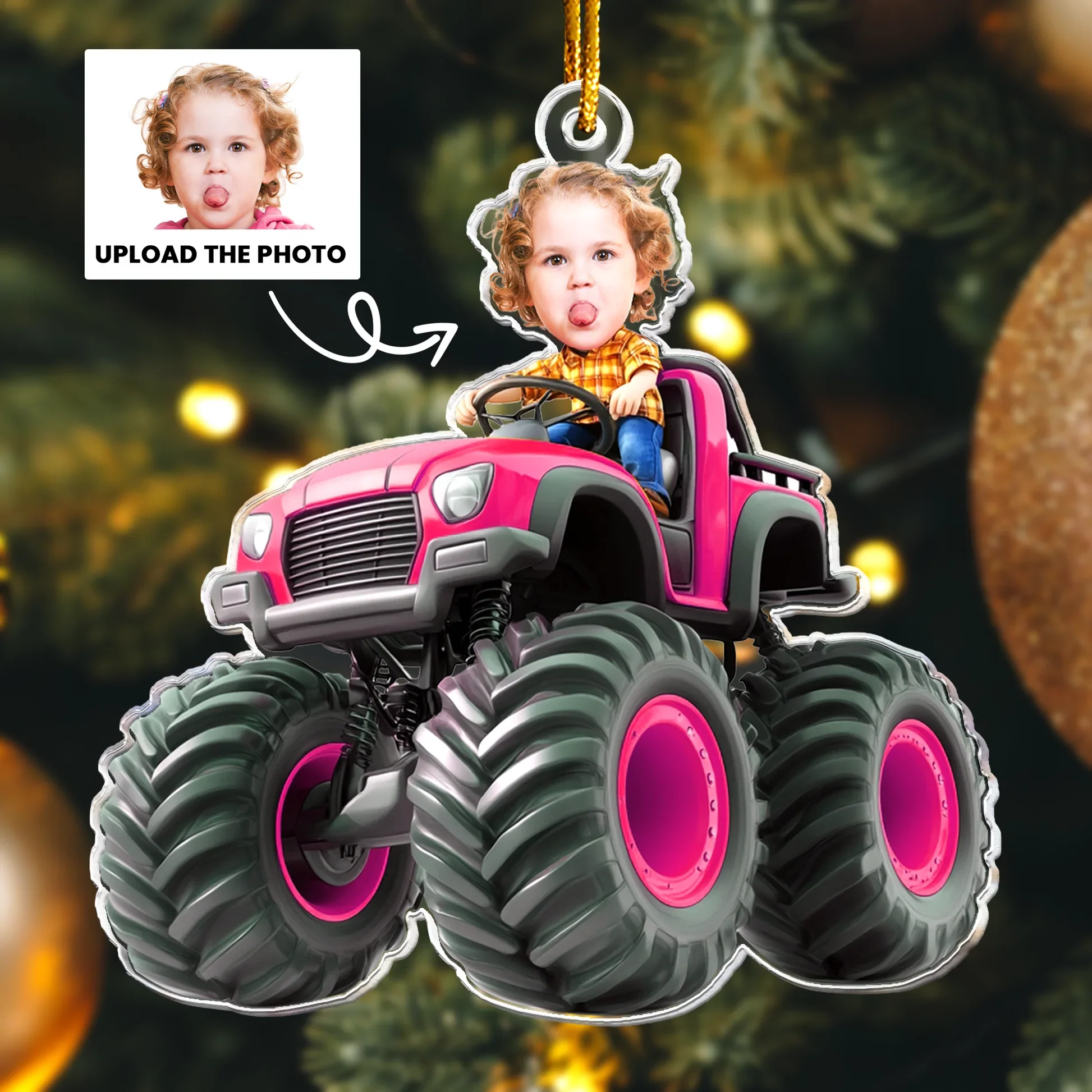 Off-Road Truck Acrylic Ornament with Customizable Photo, Playful Design for Room Décor, Gift-Ready for Children - Image 4