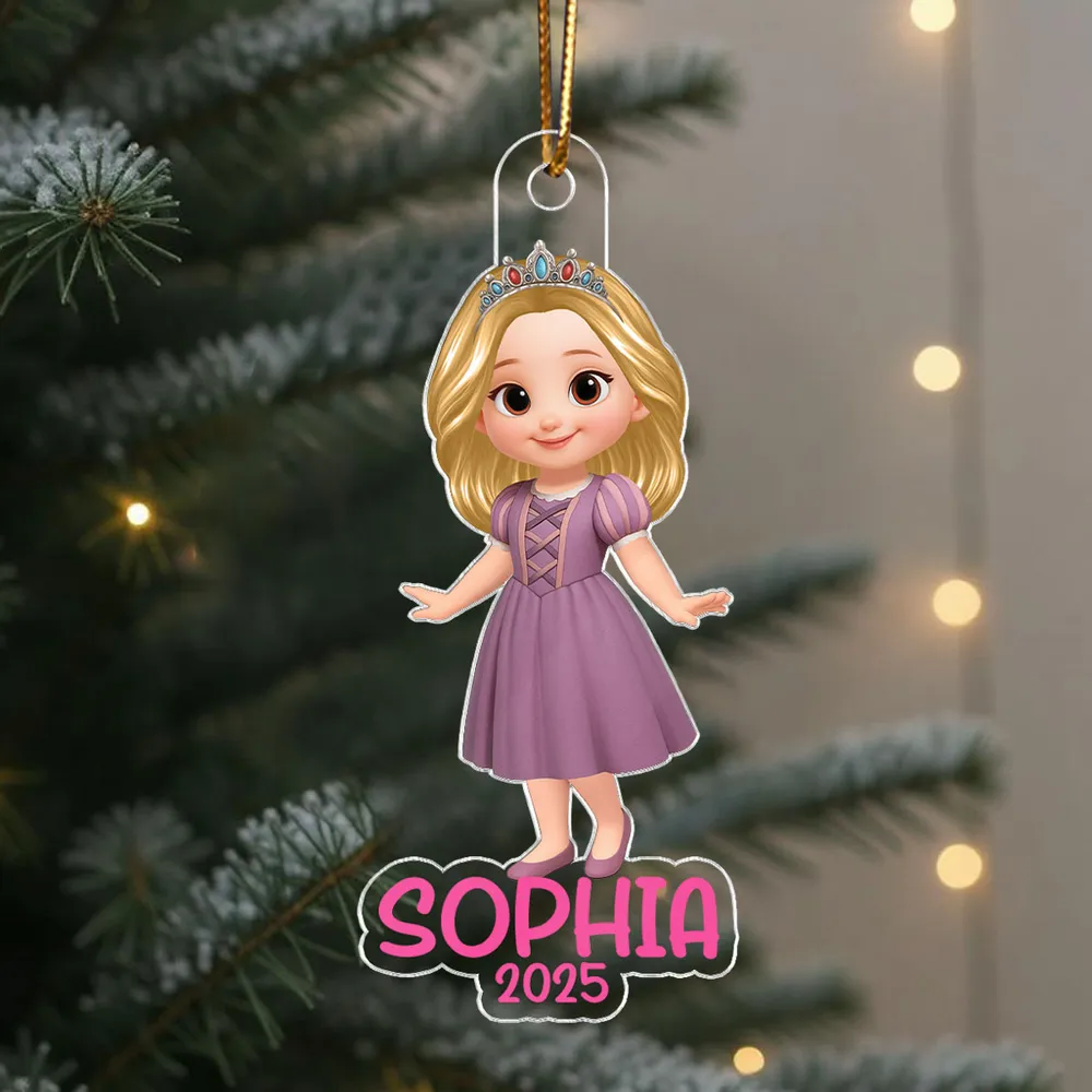 Cute Girl Themed Acrylic Ornament – Customizable Christmas Decoration for Kids - Image 3