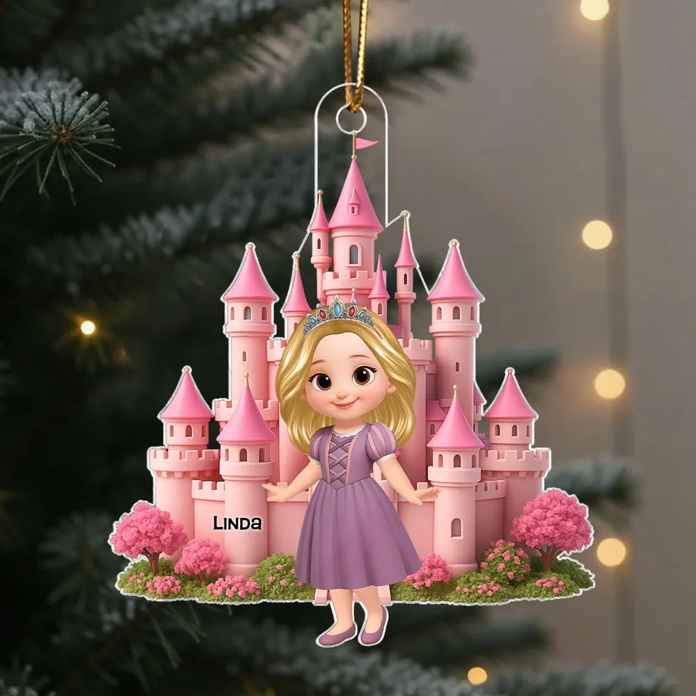 Princess Castle Acrylic Ornament – Personalized Christmas Gift for Little Girls - Image 3