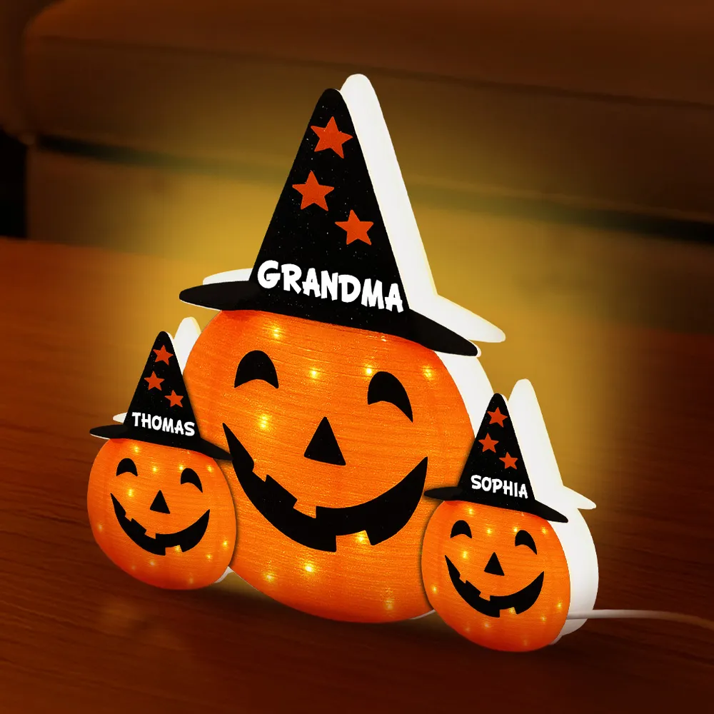 Custom Family Pumpkin Acrylic Light Box with “GRANDMA” – Bright Seasonal Lamp, Heartfelt Gift for Grandma and the Little Ones - Image 3