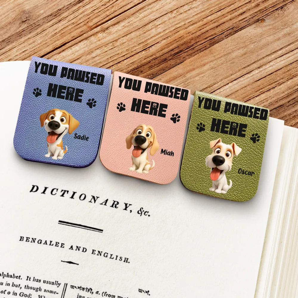 Dog-Themed Leather Magnetic Bookmark – Custom Gift for Book Lovers - Image 2