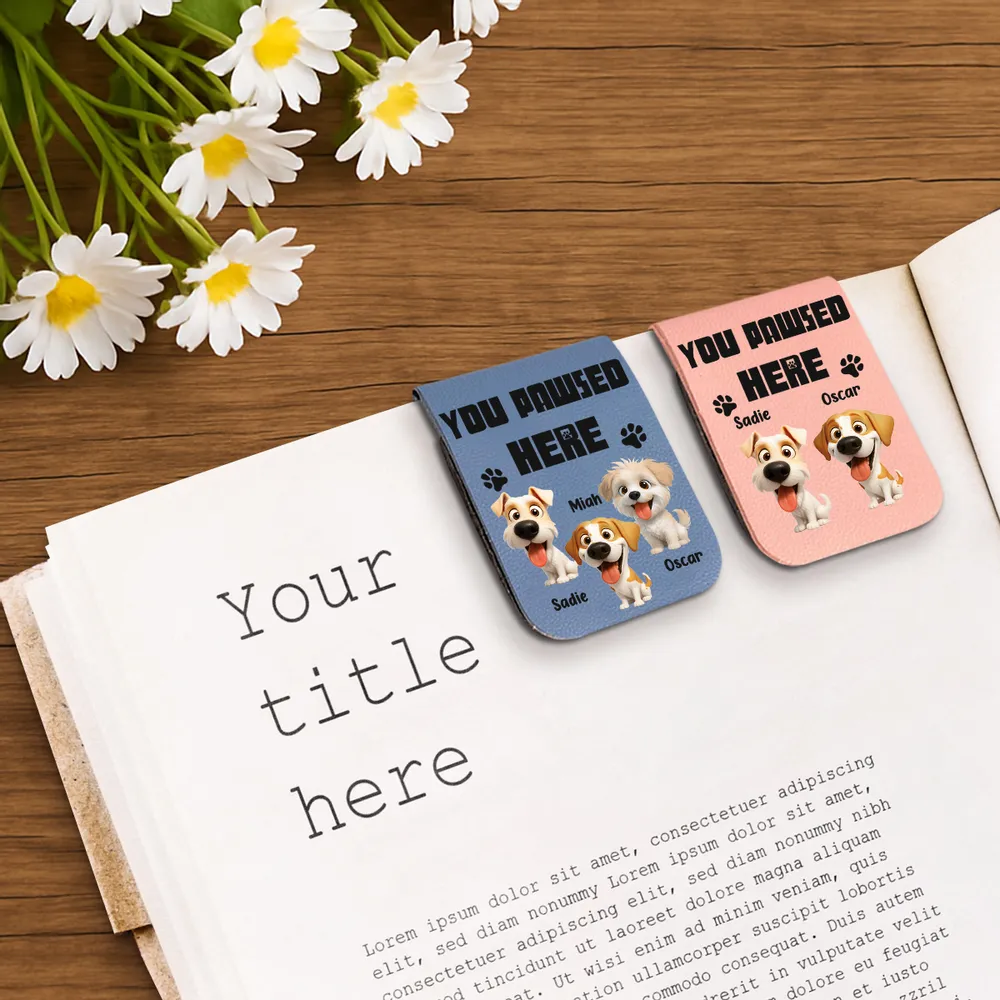 Dog-Themed Leather Magnetic Bookmark – Custom Gift for Book Lovers - Image 4