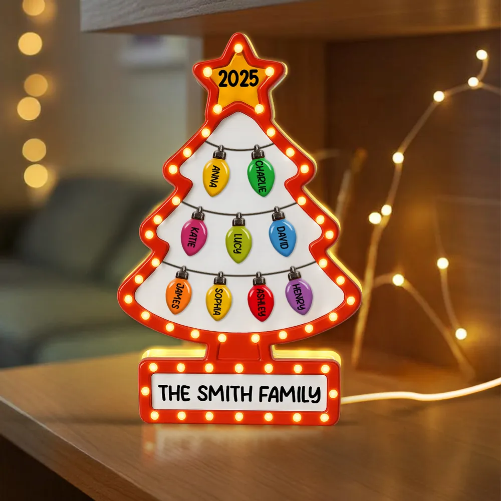 Family Christmas Tree Acrylic Light Box – Personalized Holiday Gift, Festive Home Decoration - Image 8