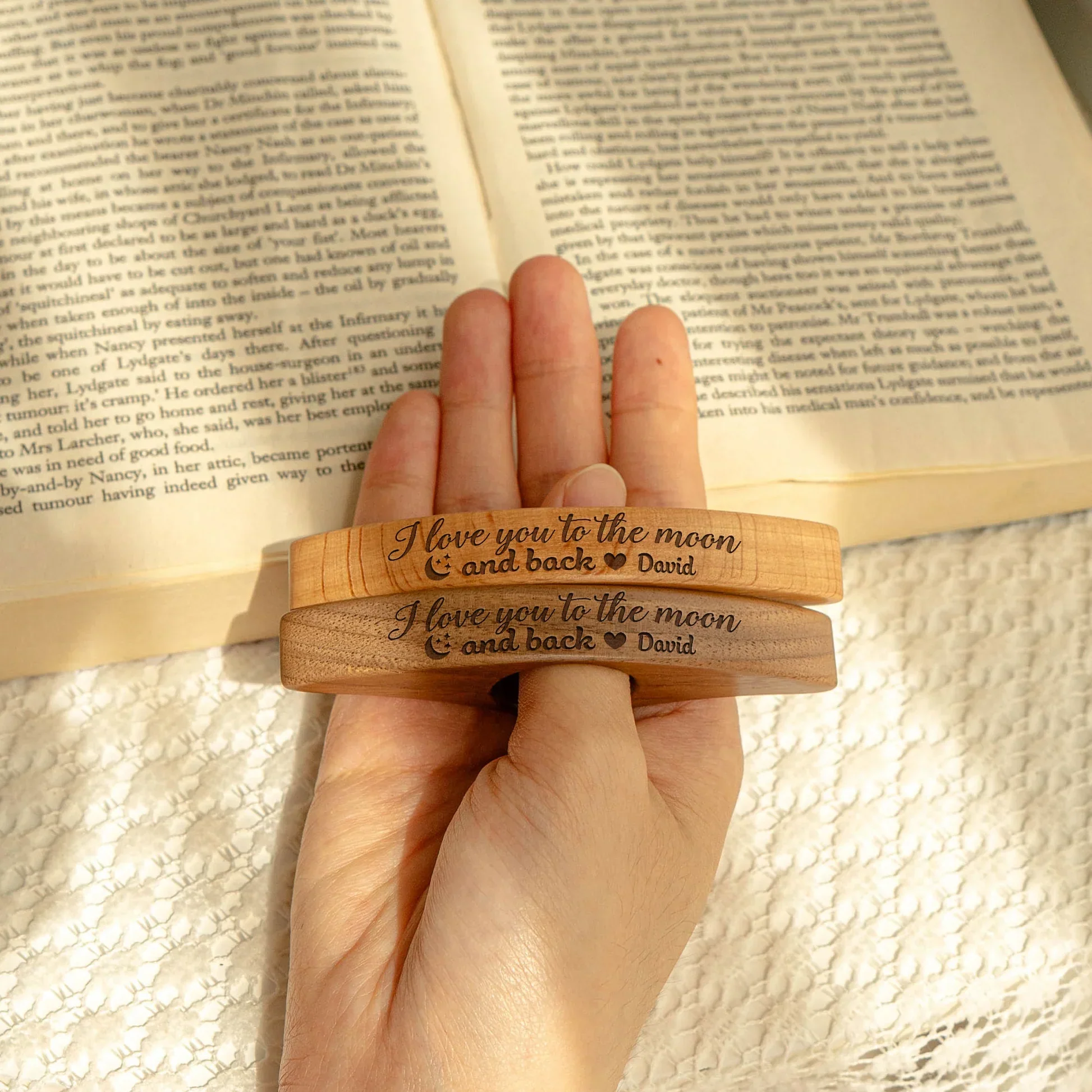 Book Page Holder with Wooden Engraved Design, A Practical and Heartwarming Gift for Readers - Image 4