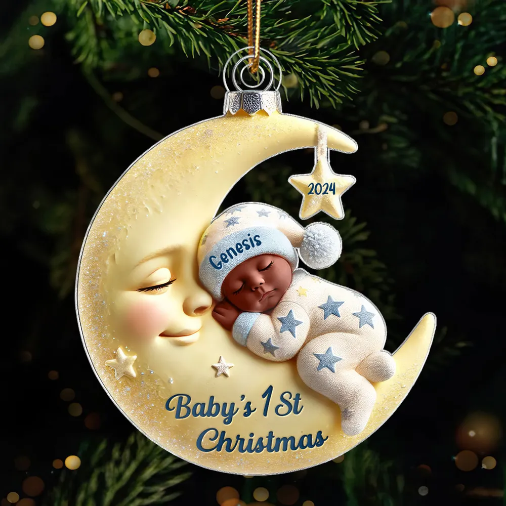 Baby's 1st Christmas Acrylic Ornament – Personalized Baby Keepsake Gift - Image 3