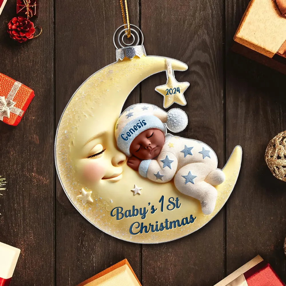 Baby's 1st Christmas Acrylic Ornament – Personalized Baby Keepsake Gift - Image 6