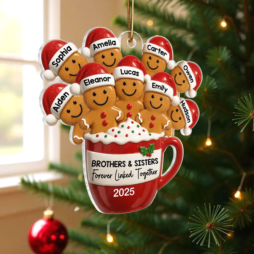 Family Acrylic Ornament – Gingerbread Brothers & Sisters Design, High-Clarity Collectible Holiday Gift - Image 2
