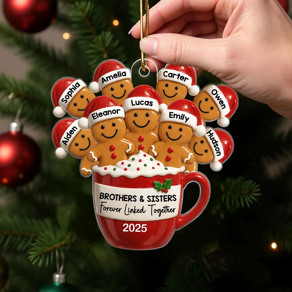 Family Acrylic Ornament – Gingerbread Brothers & Sisters Design, High-Clarity Collectible Holiday Gift - Image 5