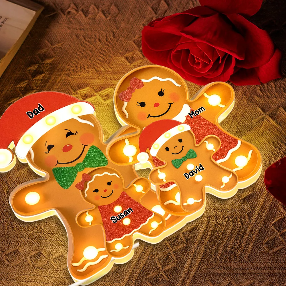 Family Acrylic Light Box – Personalized Gingerbread Christmas Decoration, Clear and Collectible Holiday Gift - Image 7