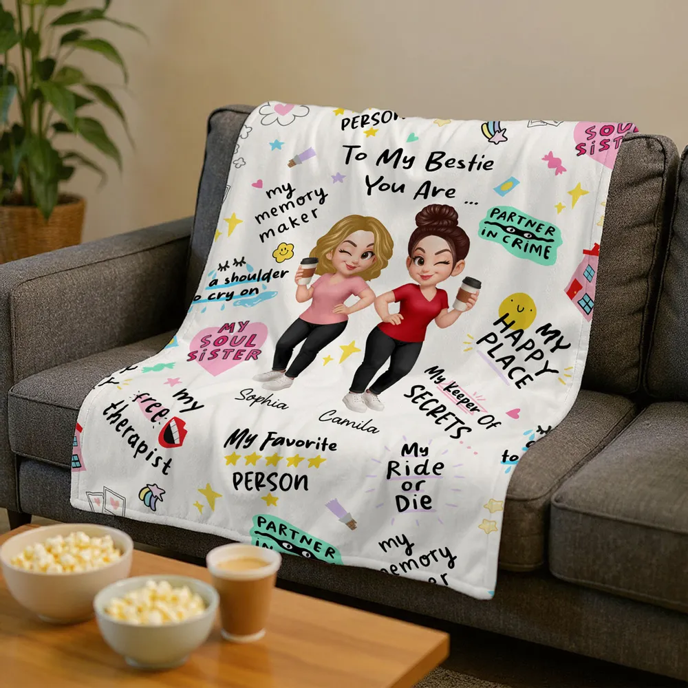 Bestie Blanket – Personalized Cozy Gift for Soul Sisters, High-Clarity Design with Sentimental Friendship Quotes - Image 4