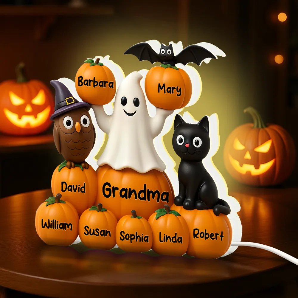 Halloween Pumpkin Acrylic Light Box – Spooky Ghost & Cat Design, High-Clarity Collectible Gift for Families - Image 2