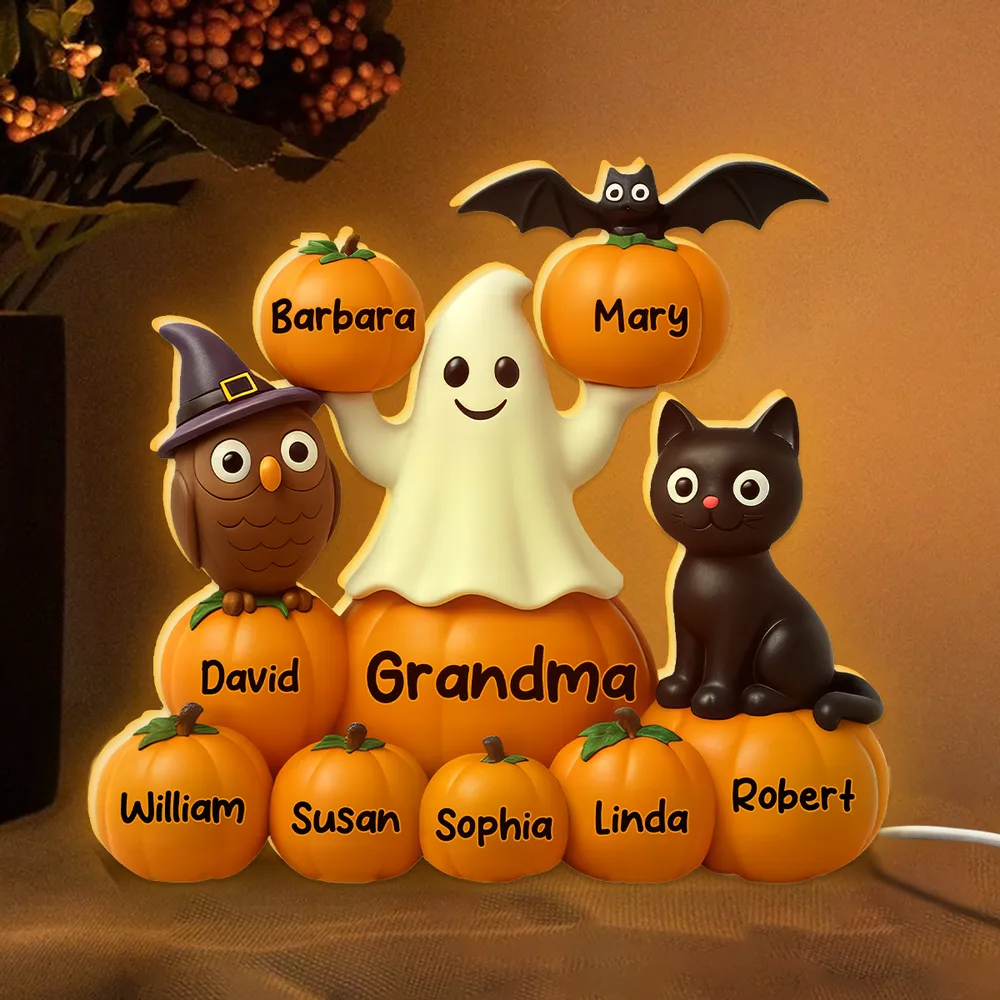 Halloween Pumpkin Acrylic Light Box – Spooky Ghost & Cat Design, High-Clarity Collectible Gift for Families - Image 3